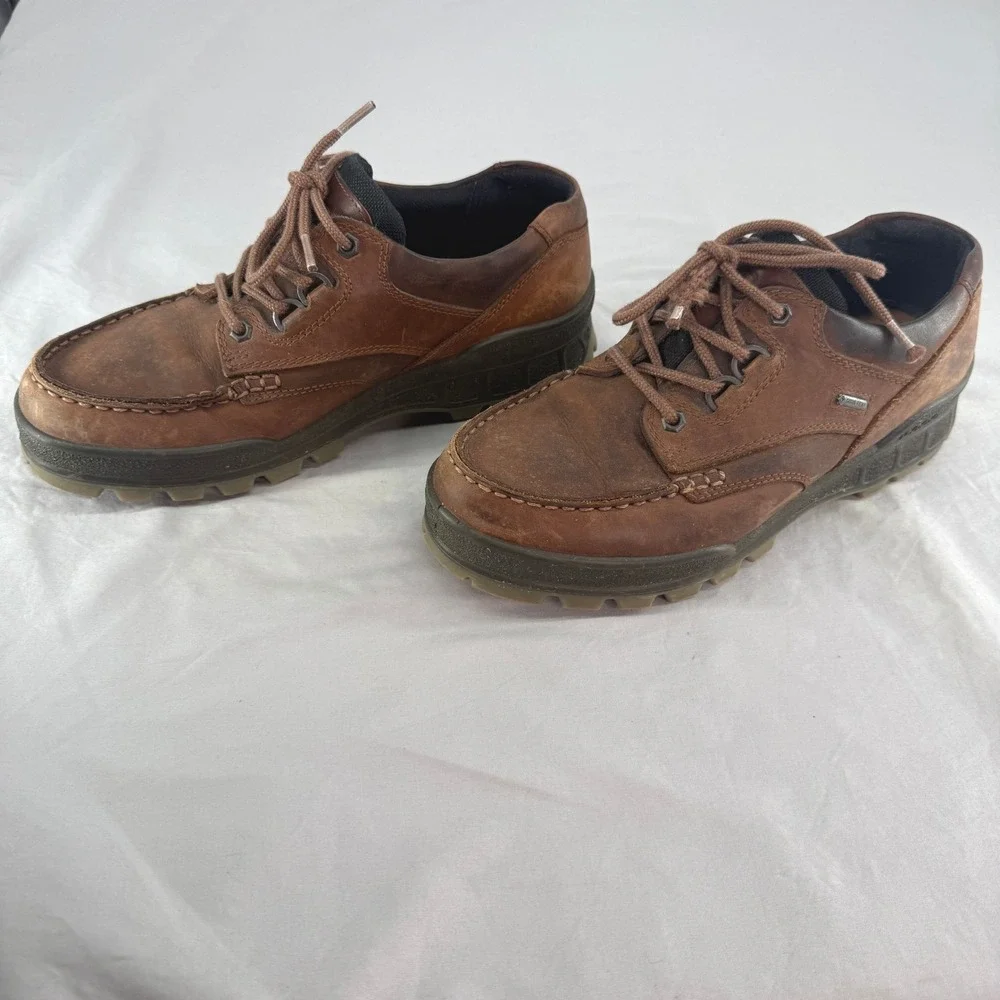 ECCO Track II Low Brown Leather GORE-TEX Hiking Shoes Mens 42 Waterproof